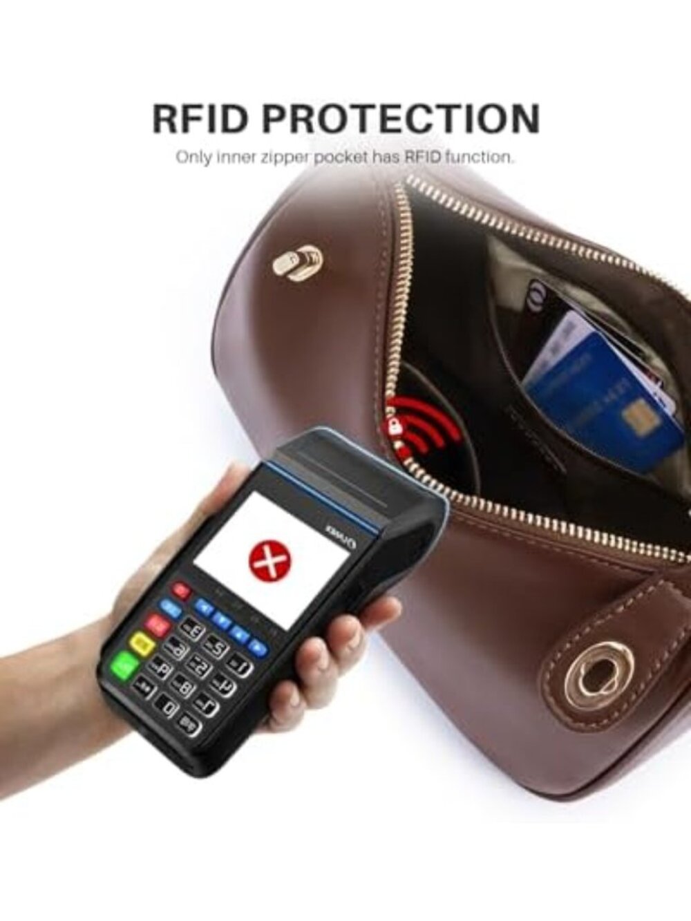 Stylish Vegan Leather Crossbody Bag for Women, RFID Anti-Theft Shoulder Purse - Picture 3 of 6